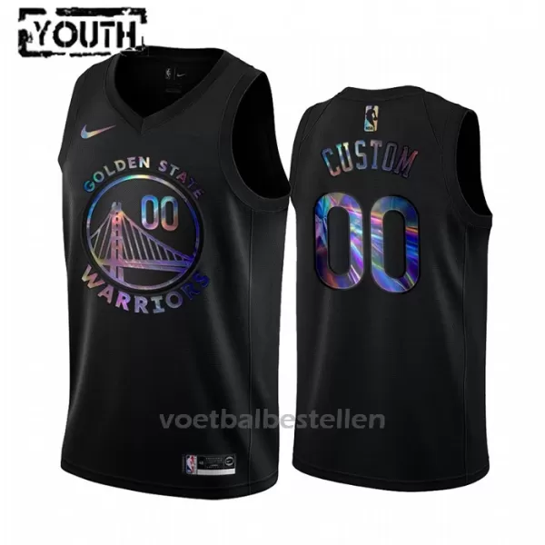 Golden State Warriors NBA Shirt HWC Iridescent Swingman Kinderen Zwart