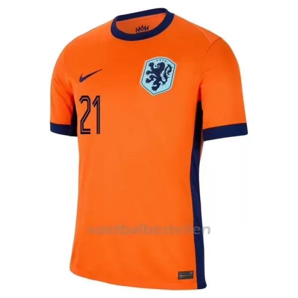 Nederland Frenkie de Jong 21 Thuisshirt EK 2024