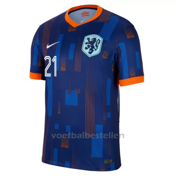 Nederland Frenkie de Jong 21 Uitshirt EK 2024